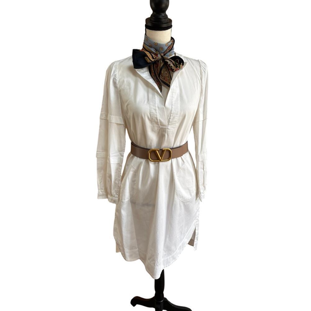Jeune Otte White Cotton Shift Dress Women’s Small Made in USA Minimalist $358